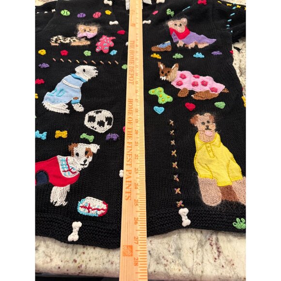 VTG Novelty Storybook Knits chunky Hand-knit puppy dog Sweater Cardigan M Read - Picture 8 of 12